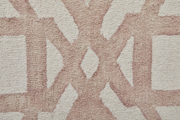 HomeRoots 4' Wool Geometric Area Rug in Ivory, Pink, and Tan - Stylish, Durable, and Perfect for Any Space 10' Round 567897