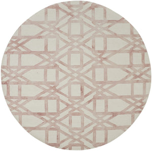HomeRoots 4' Wool Geometric Area Rug in Ivory, Pink, and Tan - Stylish, Durable, and Perfect for Any Space 10' Round 567897