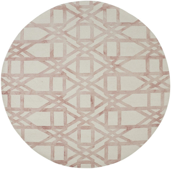 HomeRoots 4' Wool Geometric Area Rug in Ivory, Pink, and Tan - Stylish, Durable, and Perfect for Any Space 10' Round 567897