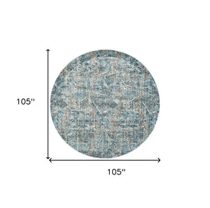 HomeRoots 9' Abstract Blue Taupe and Ivory Power Loomed Rug - Stylish, Durable Design for Modern Living Spaces 9' Round 567898