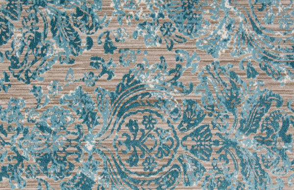 HomeRoots 9' Abstract Blue Taupe and Ivory Power Loomed Rug - Stylish, Durable Design for Modern Living Spaces 9' Round 567898