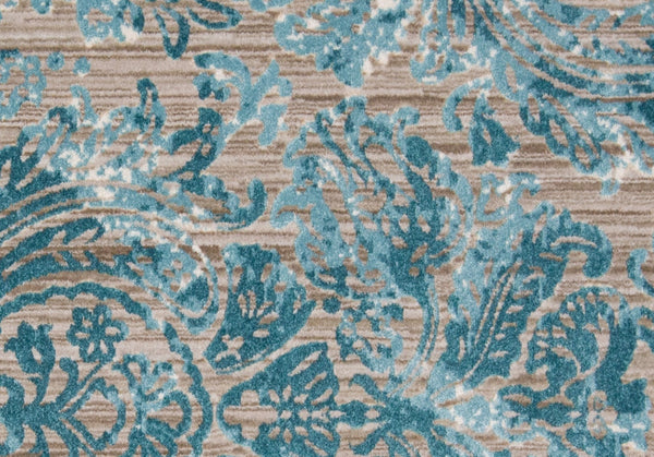 HomeRoots 9' Abstract Blue Taupe and Ivory Power Loomed Rug - Stylish, Durable Design for Modern Living Spaces 9' Round 567898