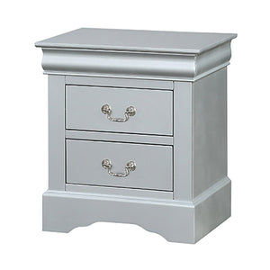English Elm Platinum Timeless 2-Drawer Nightstand with Brushed Nickel Handles, Compact Classic Storage for Bedrooms B062P189256