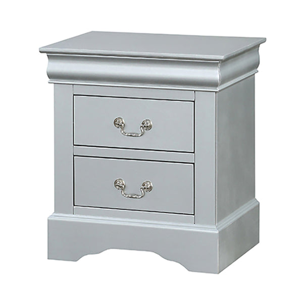 English Elm Platinum Timeless 2-Drawer Nightstand with Brushed Nickel Handles, Compact Classic Storage for Bedrooms B062P189256