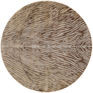Homeroots 8' Brown And Tan Animal Print Power Loom Round Rug Brown Polypropylene 567900