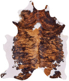 Homeroots 4' X 5' Brown And White Cowhide Animal Print Power Loom Area Rug Brown Cowhide 567901