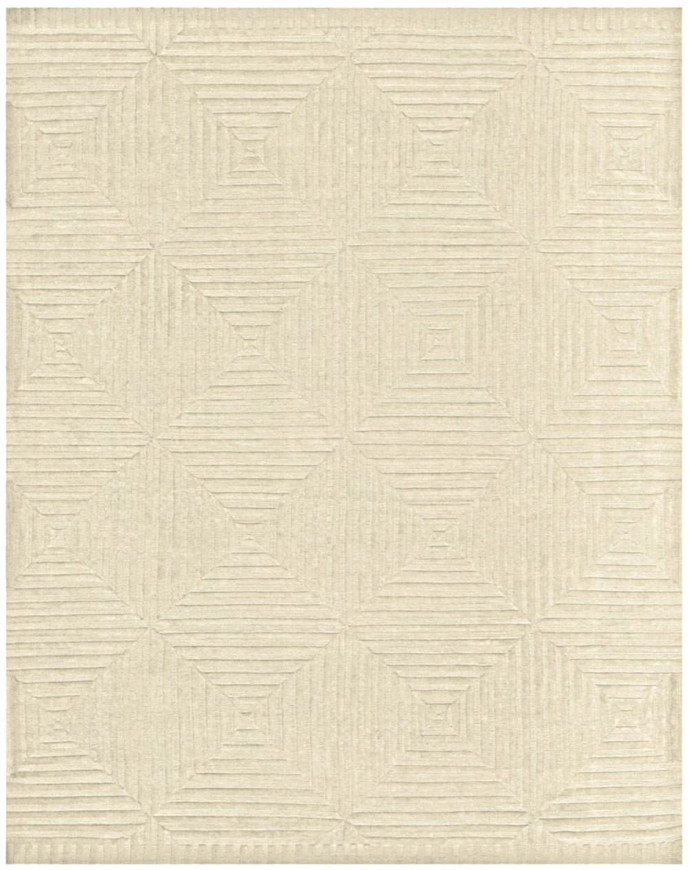 HomeRoots 4' Ivory Wool Geometric Hand-Knotted Area Rug - Durable, Stain-Resistant, Artisan-Crafted Elegance 2' X 3' 567907