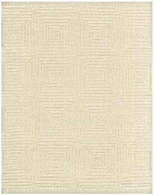 HomeRoots 4' Ivory Wool Geometric Hand-Knotted Area Rug - Durable, Stain-Resistant, Artisan-Crafted Elegance 2' X 3' 567907