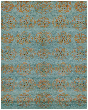 HomeRoots 4' Hand-Knotted Floral Area Rug in Muted Green, Blue & Taupe – Vintage Charm for Any Space 2' X 3' 567909