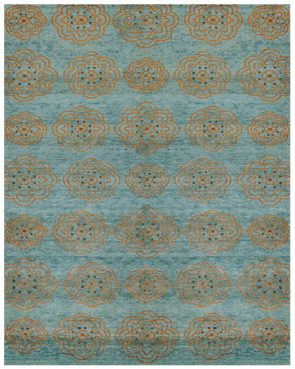 HomeRoots 4' Hand-Knotted Floral Area Rug in Muted Green, Blue & Taupe – Vintage Charm for Any Space 2' X 3' 567909
