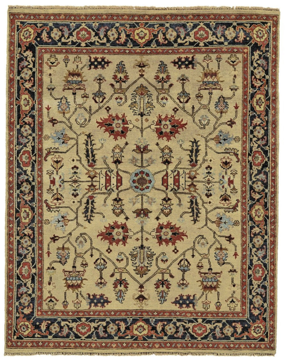 HomeRoots 2' X 3' Elegant Hand-Knotted Wool Oriental Area Rug in Tan, Red, and Gold for Timeless Decor Gray 567911