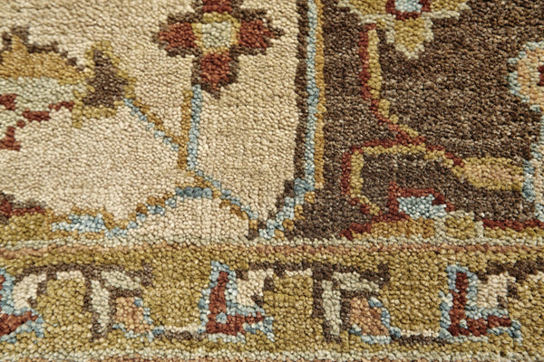 HomeRoots 2' X 3' Hand-Knotted Wool Oriental Area Rug in Tan and Gold - Timeless Style for Any Space Gray 567912