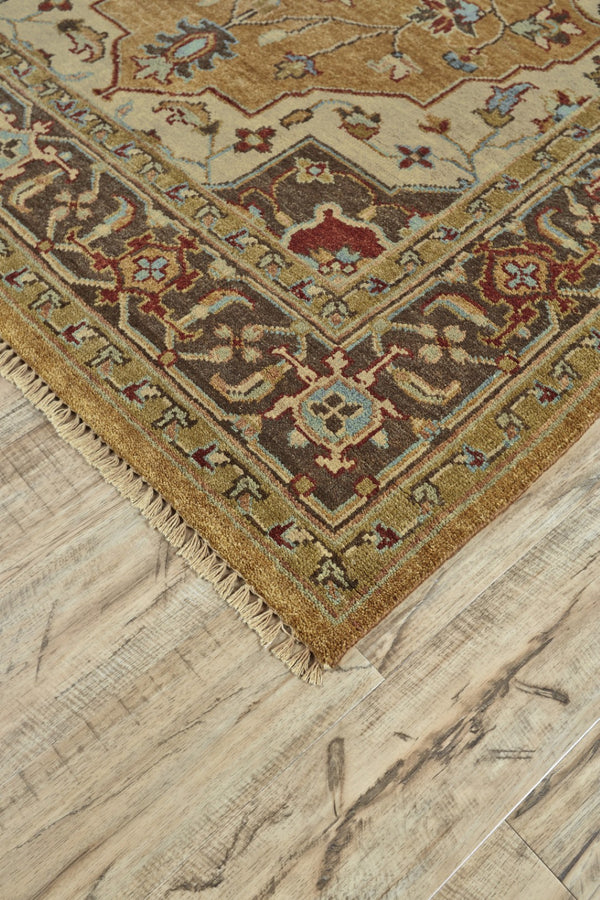 HomeRoots 2' X 3' Hand-Knotted Wool Oriental Area Rug in Tan and Gold - Timeless Style for Any Space Gray 567912