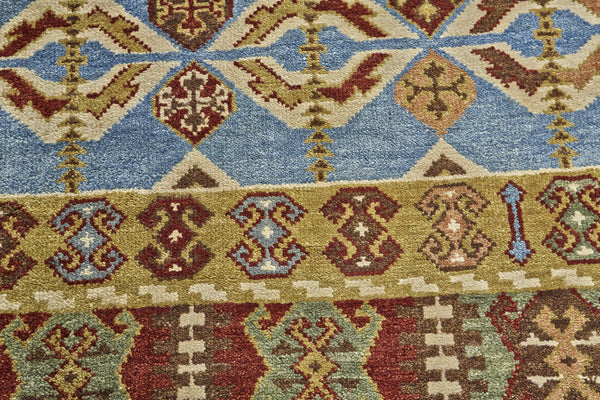 Homeroots 2' Hand Knotted Wool Southwestern Area Rug - Unique Red, Blue & Brown Design For Any Space 2' X 3' Wool 567914