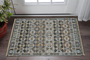Homeroots 2' Hand Knotted Wool Southwestern Area Rug - Unique Red, Blue & Brown Design For Any Space 2' X 3' Wool 567915