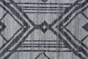 HomeRoots 5' Hand-Knotted Gray and Blue Wool Area Rug – Modern Geometric Design for Durable, Stylish Living Spaces 2' X 3' 567933