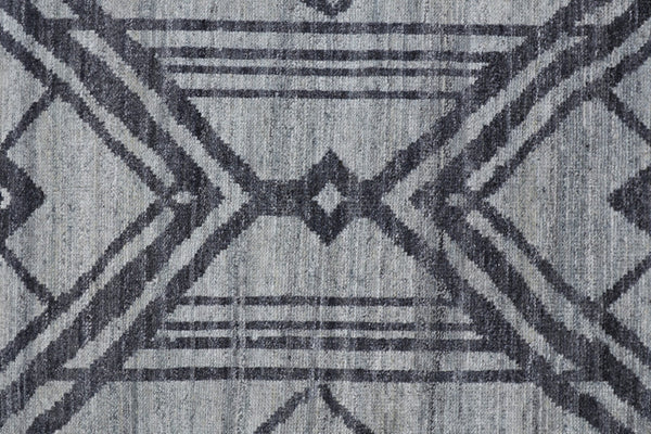 HomeRoots 5' Hand-Knotted Gray and Blue Wool Area Rug – Modern Geometric Design for Durable, Stylish Living Spaces 2' X 3' 567933