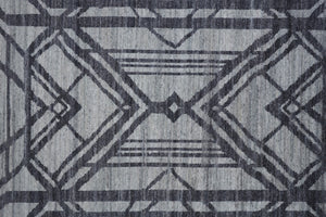 HomeRoots 5' Hand-Knotted Gray and Blue Wool Area Rug – Modern Geometric Design for Durable, Stylish Living Spaces 2' X 3' 567933