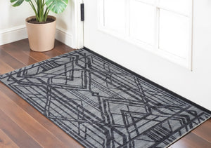 HomeRoots 5' Hand-Knotted Gray and Blue Wool Area Rug – Modern Geometric Design for Durable, Stylish Living Spaces 2' X 3' 567933