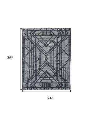 HomeRoots 5' Hand-Knotted Gray and Blue Wool Area Rug – Modern Geometric Design for Durable, Stylish Living Spaces 2' X 3' 567933