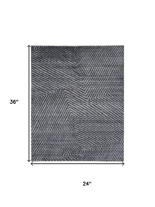 HomeRoots 2' X 3' Gray Wool Abstract Hand Knotted Area Rug - Modern Style, Soft Comfort & Durable Design for Any Space 567934