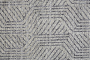 HomeRoots 5' Geometric Hand-Knotted Wool Area Rug - Stylish Tan and Gray Design for Modern Living Spaces 2' X 3' 567935