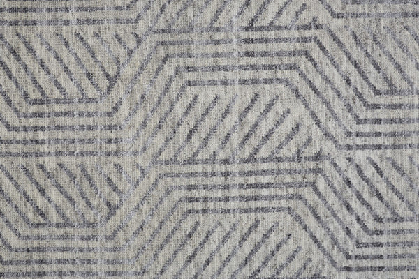 HomeRoots 5' Geometric Hand-Knotted Wool Area Rug - Stylish Tan and Gray Design for Modern Living Spaces 2' X 3' 567935