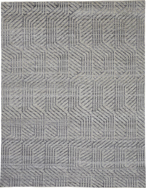 HomeRoots 5' Geometric Hand-Knotted Wool Area Rug - Stylish Tan and Gray Design for Modern Living Spaces 2' X 3' 567935