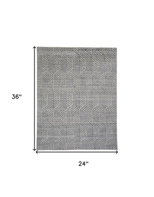 HomeRoots 5' Geometric Hand-Knotted Wool Area Rug - Stylish Tan and Gray Design for Modern Living Spaces 2' X 3' 567935