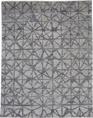 HomeRoots 5' Hand-Knotted Gray Wool Area Rug with Distressed Geometric Design for Modern Elegance & Comfort 2' X 3' 567936