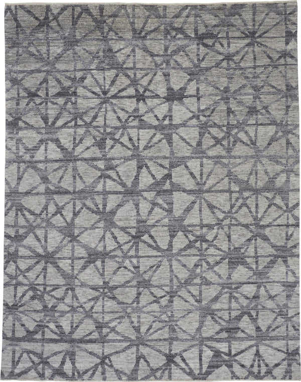 HomeRoots 5' Hand-Knotted Gray Wool Area Rug with Distressed Geometric Design for Modern Elegance & Comfort 2' X 3' 567936