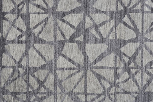 HomeRoots 5' Hand-Knotted Gray Wool Area Rug with Distressed Geometric Design for Modern Elegance & Comfort 2' X 3' 567936