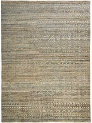 Homeroots 2' X 3' Ivory Gold And Tan Geometric Hand Knotted Worn Faded Area Rug Gold Wool Blend 567942
