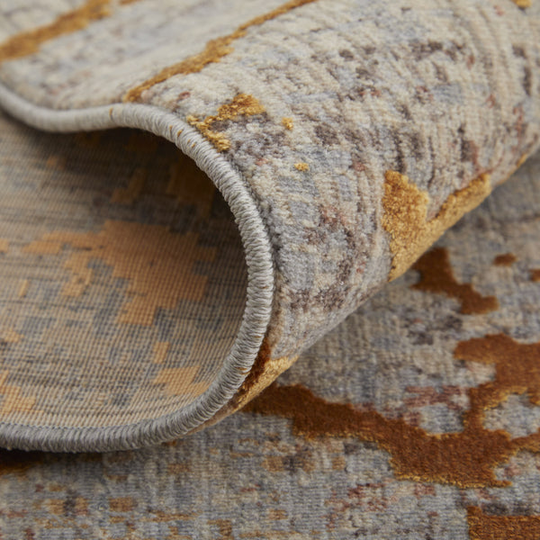 Homeroots 2' X 3' Gold Brown And Gray Abstract Power Loom Area Rug Gold Polyester 567948