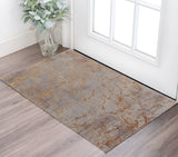 Homeroots 2' X 3' Gold Brown And Gray Abstract Power Loom Area Rug Gold Polyester 567948