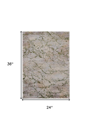 Homeroots 2' X 3' Taupe Green And Tan Abstract Power Loom Area Rug Taupe Polyester 567949