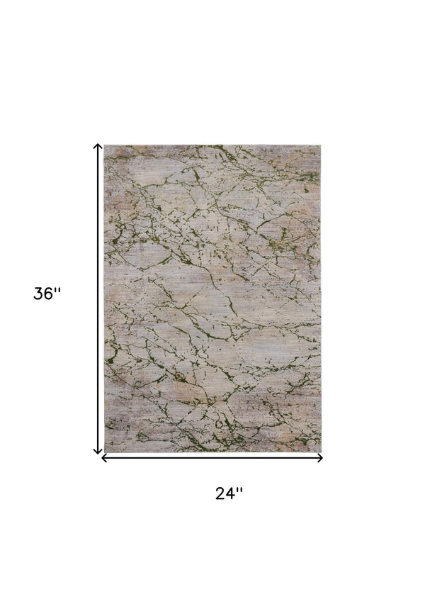 Homeroots 2' X 3' Taupe Green And Tan Abstract Power Loom Area Rug Taupe Polyester 567949