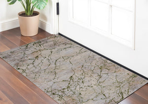 Homeroots 2' X 3' Taupe Green And Tan Abstract Power Loom Area Rug Taupe Polyester 567949