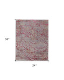 Homeroots 2' X 3' Pink Gray And Taupe Abstract Power Loom Area Rug Pink Polyester 567950