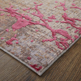 Homeroots 2' X 3' Pink Gray And Taupe Abstract Power Loom Area Rug Pink Polyester 567950