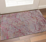 Homeroots 2' X 3' Pink Gray And Taupe Abstract Power Loom Area Rug Pink Polyester 567950