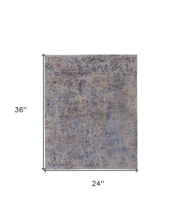 Homeroots 2' X 3' Blue Brown And Gray Abstract Power Loom Area Rug Blue Polyester 567951