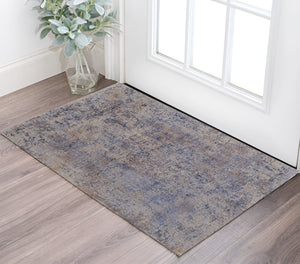 Homeroots 2' X 3' Blue Brown And Gray Abstract Power Loom Area Rug Blue Polyester 567951