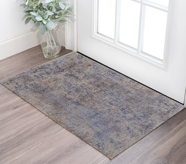 Homeroots 2' X 3' Blue Brown And Gray Abstract Power Loom Area Rug Blue Polyester 567951