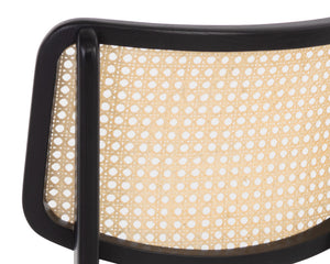 Sunpan Annex Counter Stool - Stylish Black Seat With Natural Rattan Back For Modern Dining Spaces Black Fabric 111843