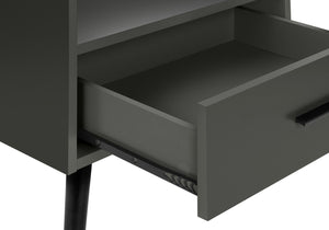 English Elm Accent Side Table Rustic Grey Laminate Compact Storage Cabinet Transitional Bedroom Grey B2710P461707
