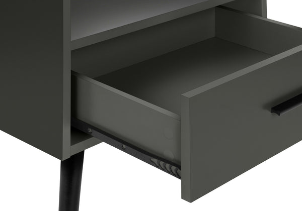 English Elm Accent Side Table Rustic Grey Laminate Compact Storage Cabinet Transitional Bedroom Grey B2710P461707