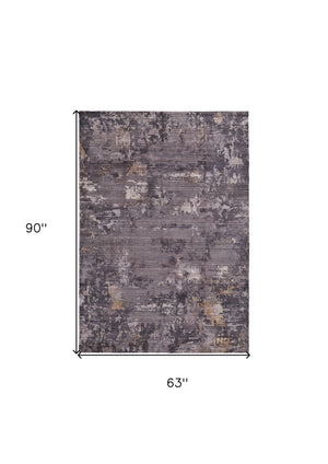 Homeroots 5' X 8' Brown Tan And Orange Abstract Power Loom Worn Faded Washable Area Rug Taupe Polyester 567974