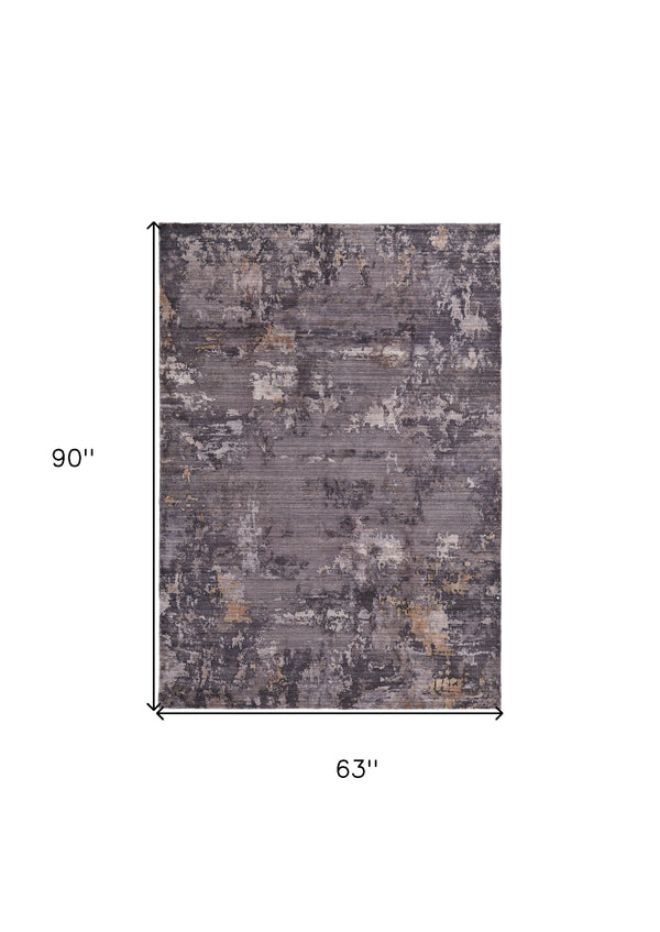 Homeroots 5' X 8' Brown Tan And Orange Abstract Power Loom Worn Faded Washable Area Rug Taupe Polyester 567974