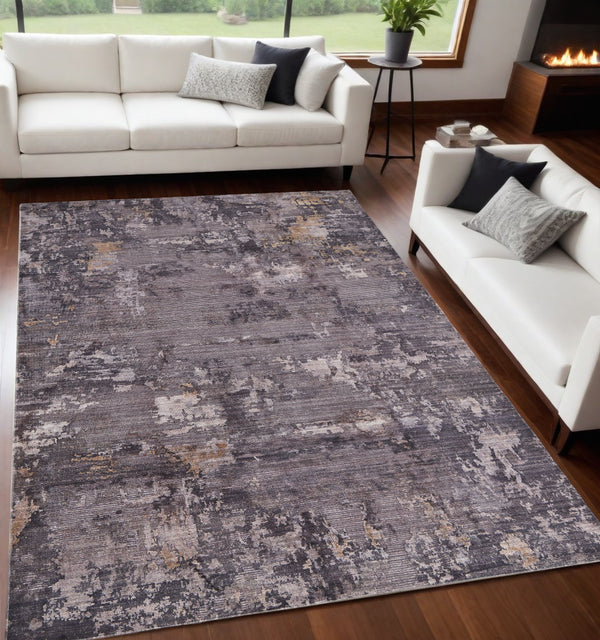 Homeroots 5' X 8' Brown Tan And Orange Abstract Power Loom Worn Faded Washable Area Rug Taupe Polyester 567974